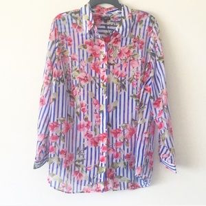 Talbots plus sz. striped and floral button down 1X